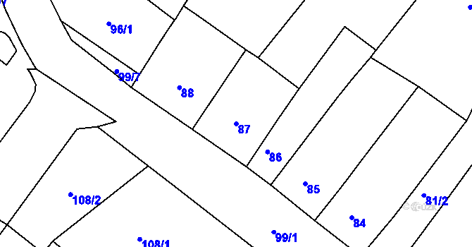 Parcela st. 87 v KÚ Bystrc, Katastrální mapa