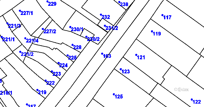 Parcela st. 163 v KÚ Bystrc, Katastrální mapa