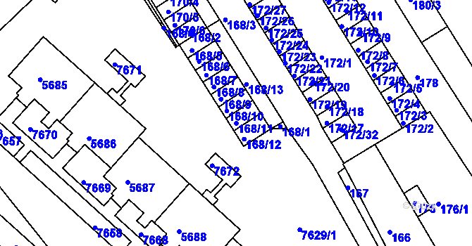 Parcela st. 168/11 v KÚ Bystrc, Katastrální mapa