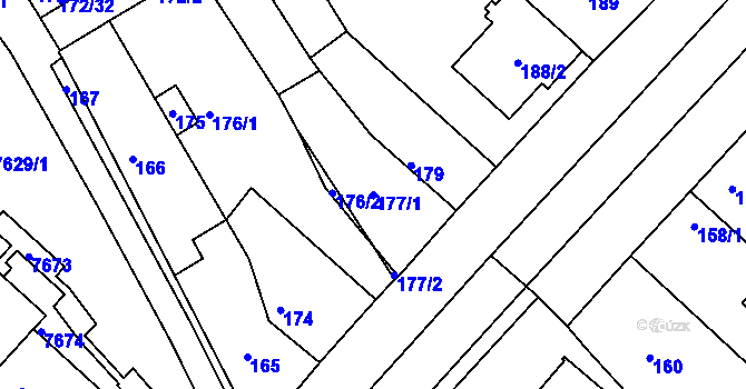 Parcela st. 177/1 v KÚ Bystrc, Katastrální mapa