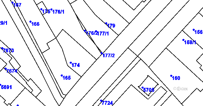 Parcela st. 177/2 v KÚ Bystrc, Katastrální mapa