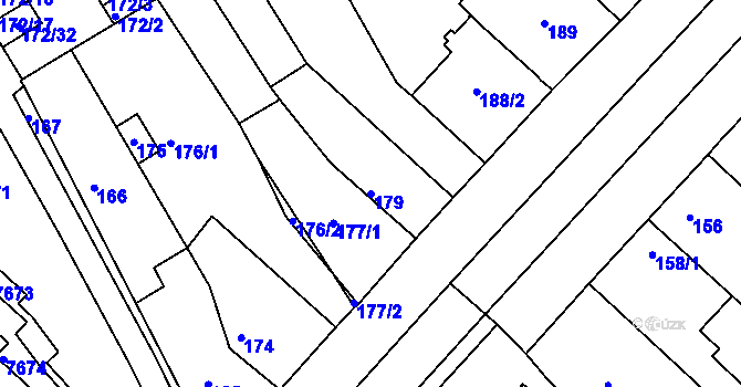 Parcela st. 179 v KÚ Bystrc, Katastrální mapa