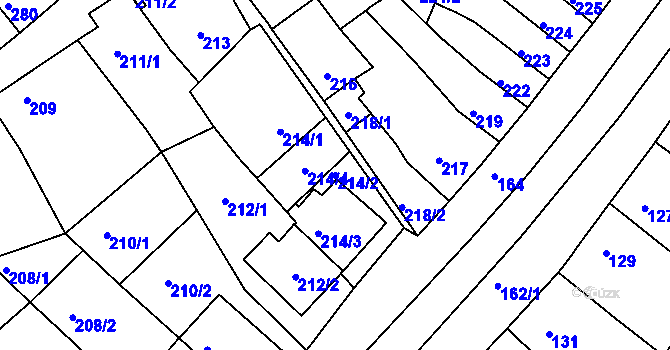 Parcela st. 214/2 v KÚ Bystrc, Katastrální mapa