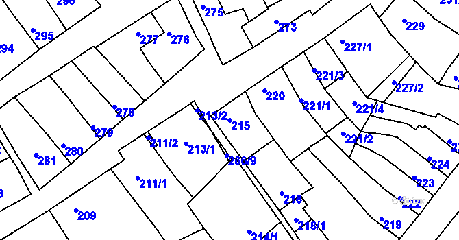 Parcela st. 215 v KÚ Bystrc, Katastrální mapa
