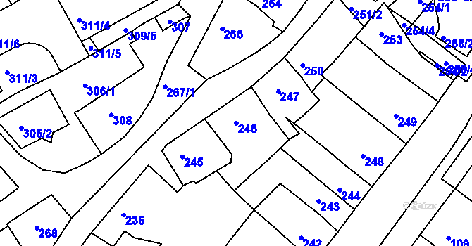 Parcela st. 246 v KÚ Bystrc, Katastrální mapa
