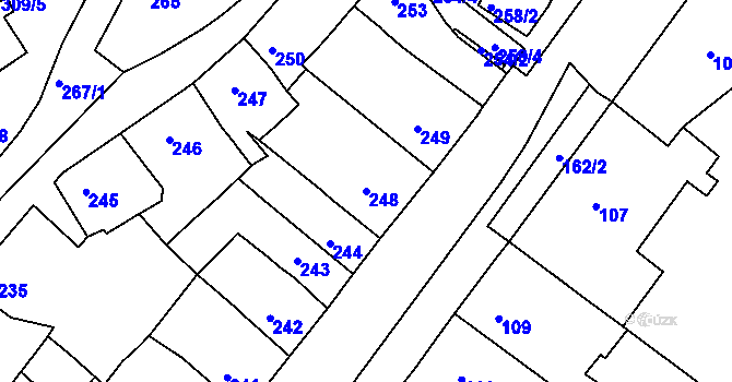 Parcela st. 248 v KÚ Bystrc, Katastrální mapa