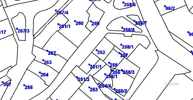 Parcela st. 252 v KÚ Bystrc, Katastrální mapa