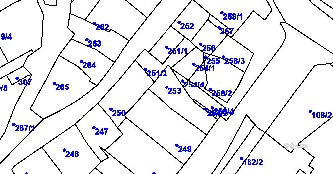 Parcela st. 253 v KÚ Bystrc, Katastrální mapa