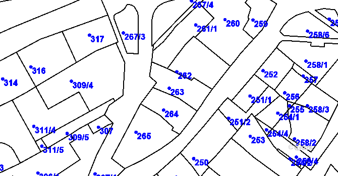 Parcela st. 263 v KÚ Bystrc, Katastrální mapa