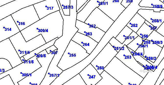 Parcela st. 264 v KÚ Bystrc, Katastrální mapa