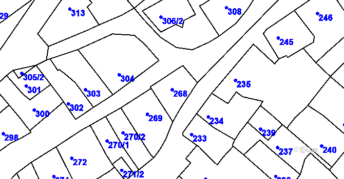 Parcela st. 268 v KÚ Bystrc, Katastrální mapa