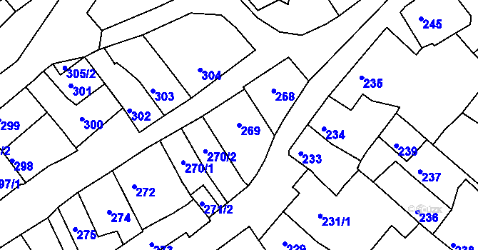 Parcela st. 269 v KÚ Bystrc, Katastrální mapa