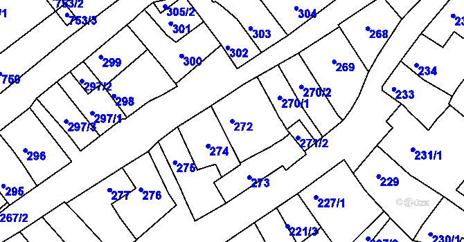 Parcela st. 272 v KÚ Bystrc, Katastrální mapa