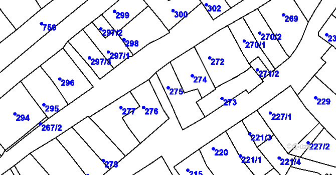 Parcela st. 275 v KÚ Bystrc, Katastrální mapa