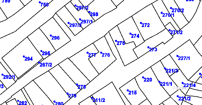 Parcela st. 276 v KÚ Bystrc, Katastrální mapa