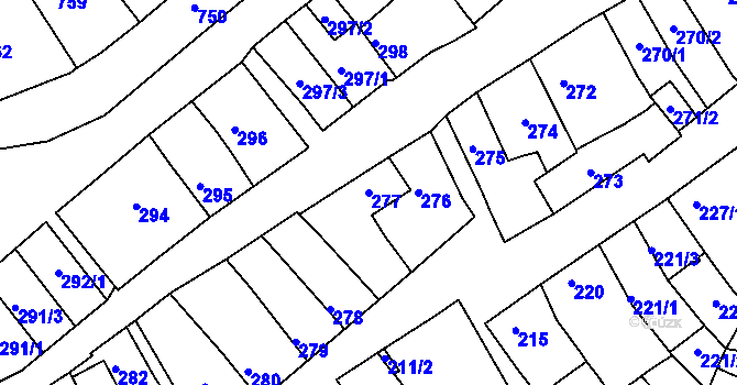 Parcela st. 277 v KÚ Bystrc, Katastrální mapa