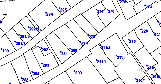 Parcela st. 279 v KÚ Bystrc, Katastrální mapa
