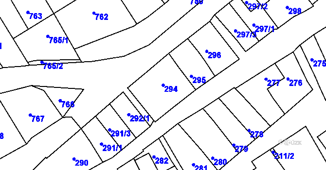 Parcela st. 294 v KÚ Bystrc, Katastrální mapa