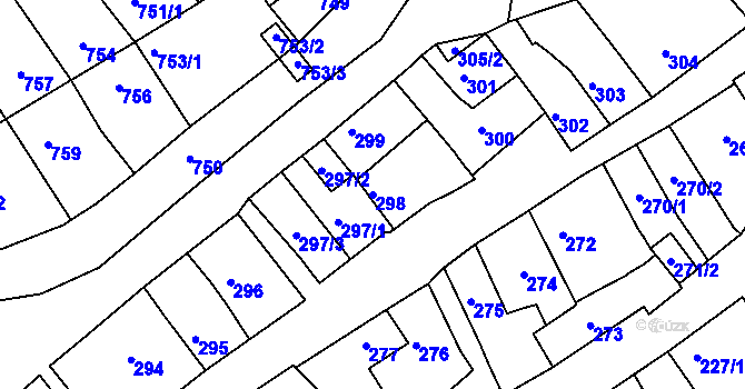 Parcela st. 298 v KÚ Bystrc, Katastrální mapa