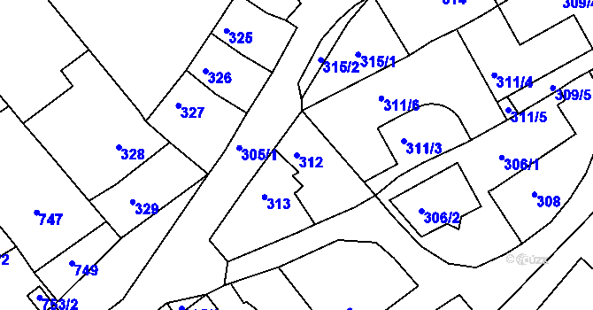 Parcela st. 312 v KÚ Bystrc, Katastrální mapa