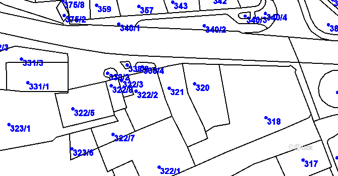 Parcela st. 321 v KÚ Bystrc, Katastrální mapa
