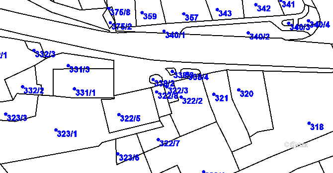Parcela st. 322/3 v KÚ Bystrc, Katastrální mapa