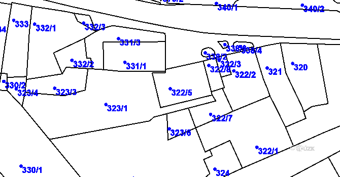 Parcela st. 322/5 v KÚ Bystrc, Katastrální mapa