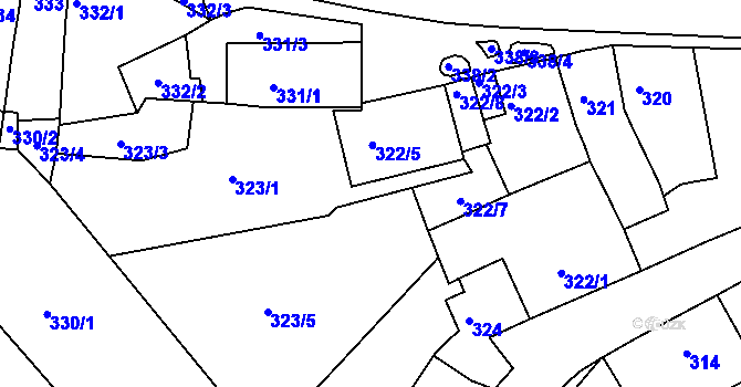 Parcela st. 323/2 v KÚ Bystrc, Katastrální mapa