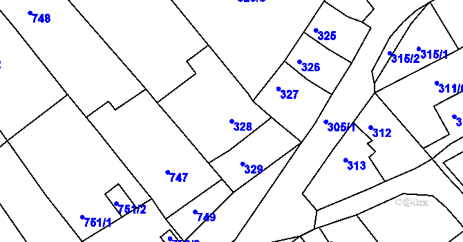 Parcela st. 328 v KÚ Bystrc, Katastrální mapa