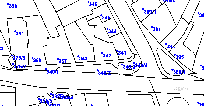 Parcela st. 342 v KÚ Bystrc, Katastrální mapa