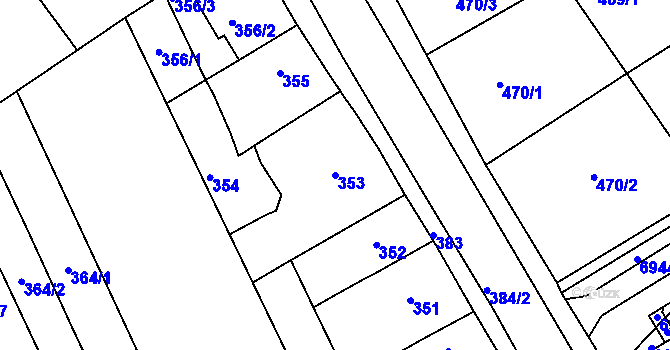 Parcela st. 353 v KÚ Bystrc, Katastrální mapa