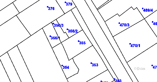 Parcela st. 355 v KÚ Bystrc, Katastrální mapa