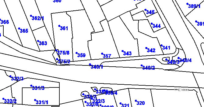 Parcela st. 357 v KÚ Bystrc, Katastrální mapa