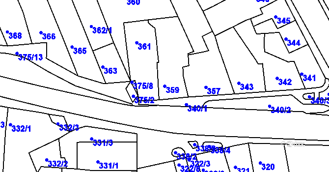 Parcela st. 359 v KÚ Bystrc, Katastrální mapa