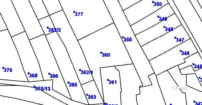 Parcela st. 360 v KÚ Bystrc, Katastrální mapa