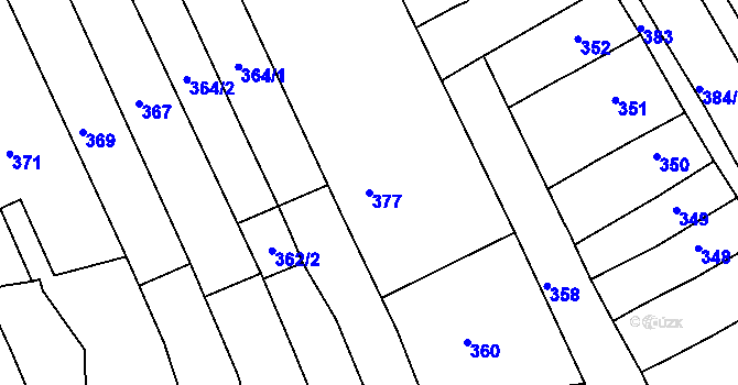 Parcela st. 377 v KÚ Bystrc, Katastrální mapa