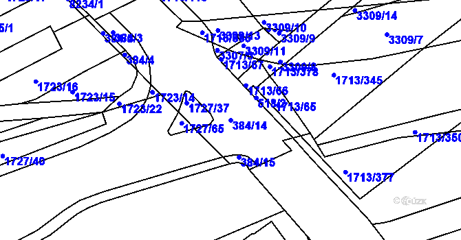 Parcela st. 384/14 v KÚ Bystrc, Katastrální mapa