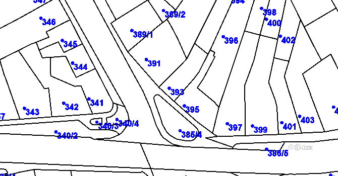 Parcela st. 393 v KÚ Bystrc, Katastrální mapa