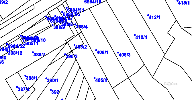 Parcela st. 408/1 v KÚ Bystrc, Katastrální mapa