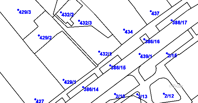 Parcela st. 432/1 v KÚ Bystrc, Katastrální mapa