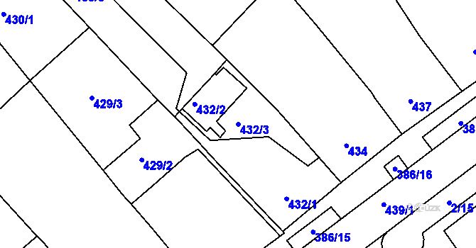 Parcela st. 432/3 v KÚ Bystrc, Katastrální mapa