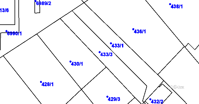 Parcela st. 433/3 v KÚ Bystrc, Katastrální mapa