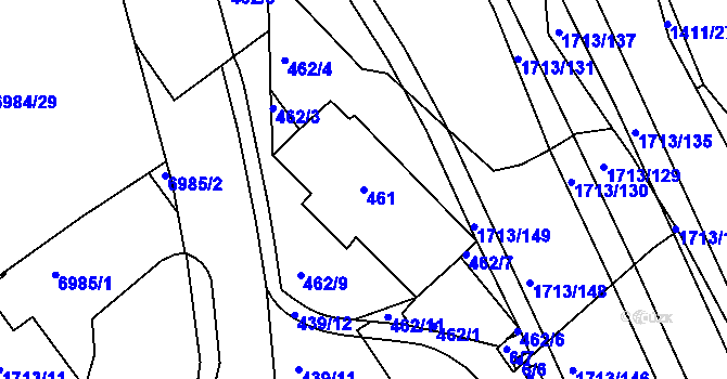 Parcela st. 461 v KÚ Bystrc, Katastrální mapa