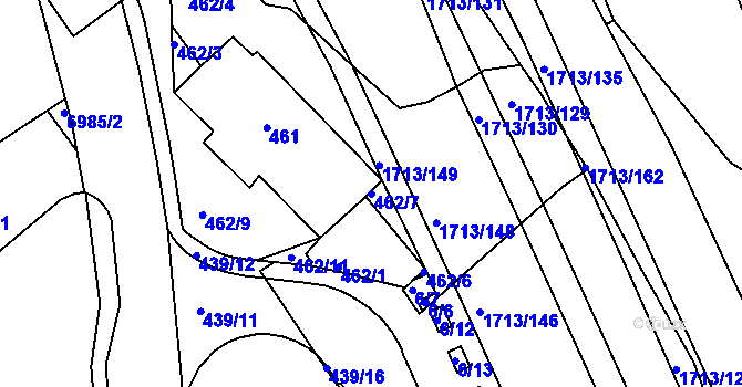 Parcela st. 462/7 v KÚ Bystrc, Katastrální mapa