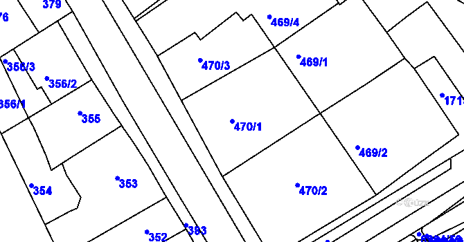 Parcela st. 470/1 v KÚ Bystrc, Katastrální mapa