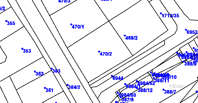 Parcela st. 470/2 v KÚ Bystrc, Katastrální mapa