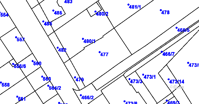 Parcela st. 477 v KÚ Bystrc, Katastrální mapa