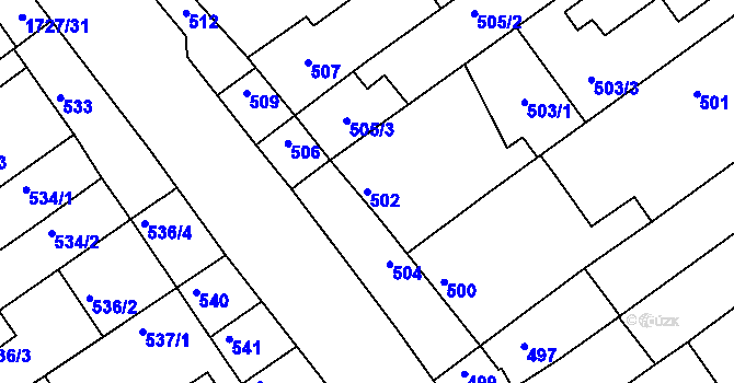 Parcela st. 502 v KÚ Bystrc, Katastrální mapa