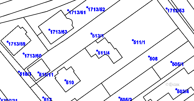 Parcela st. 511/4 v KÚ Bystrc, Katastrální mapa