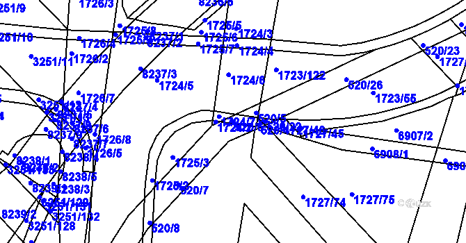 Parcela st. 520/6 v KÚ Bystrc, Katastrální mapa